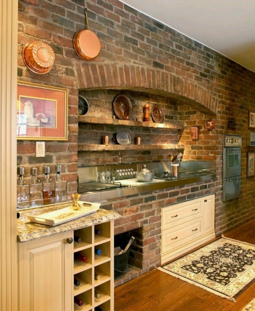 Дизайн кирпичной стены в интерьере кухни: лучшие сочетания и фото примеры_2