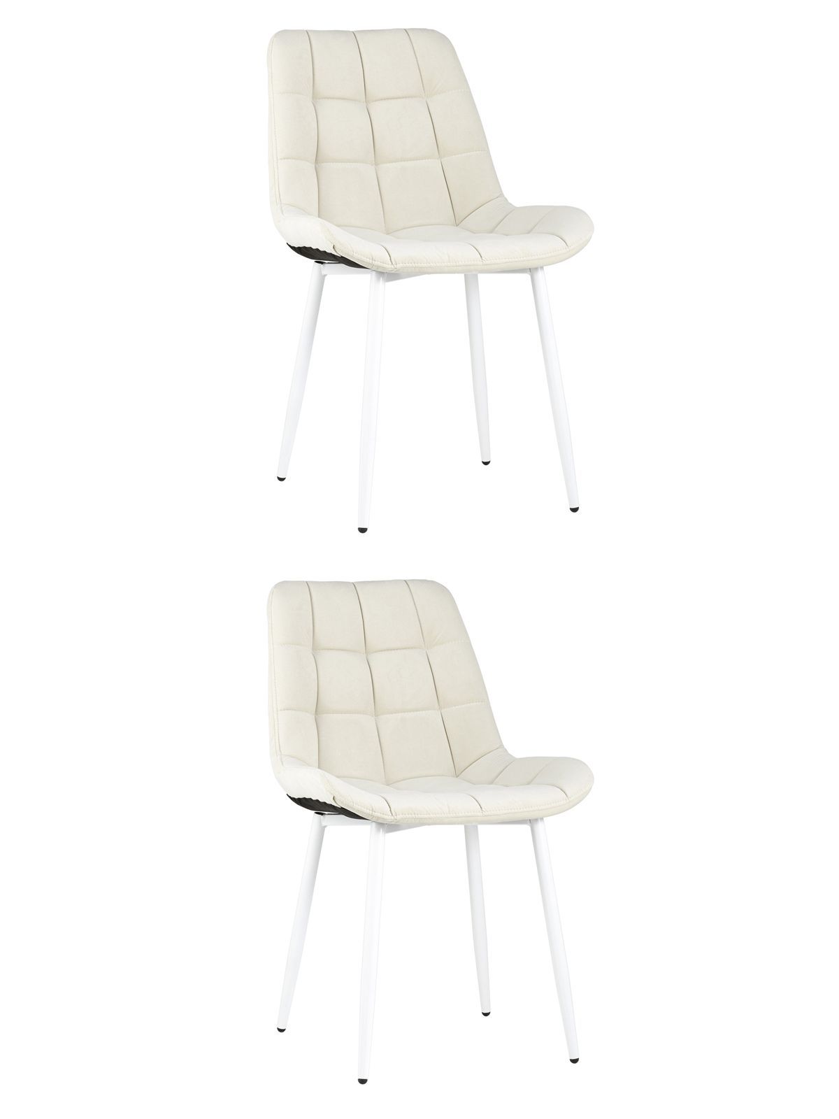 Комплект из двух стульев Флекс велюр светло-бежевый белые ножки из металла