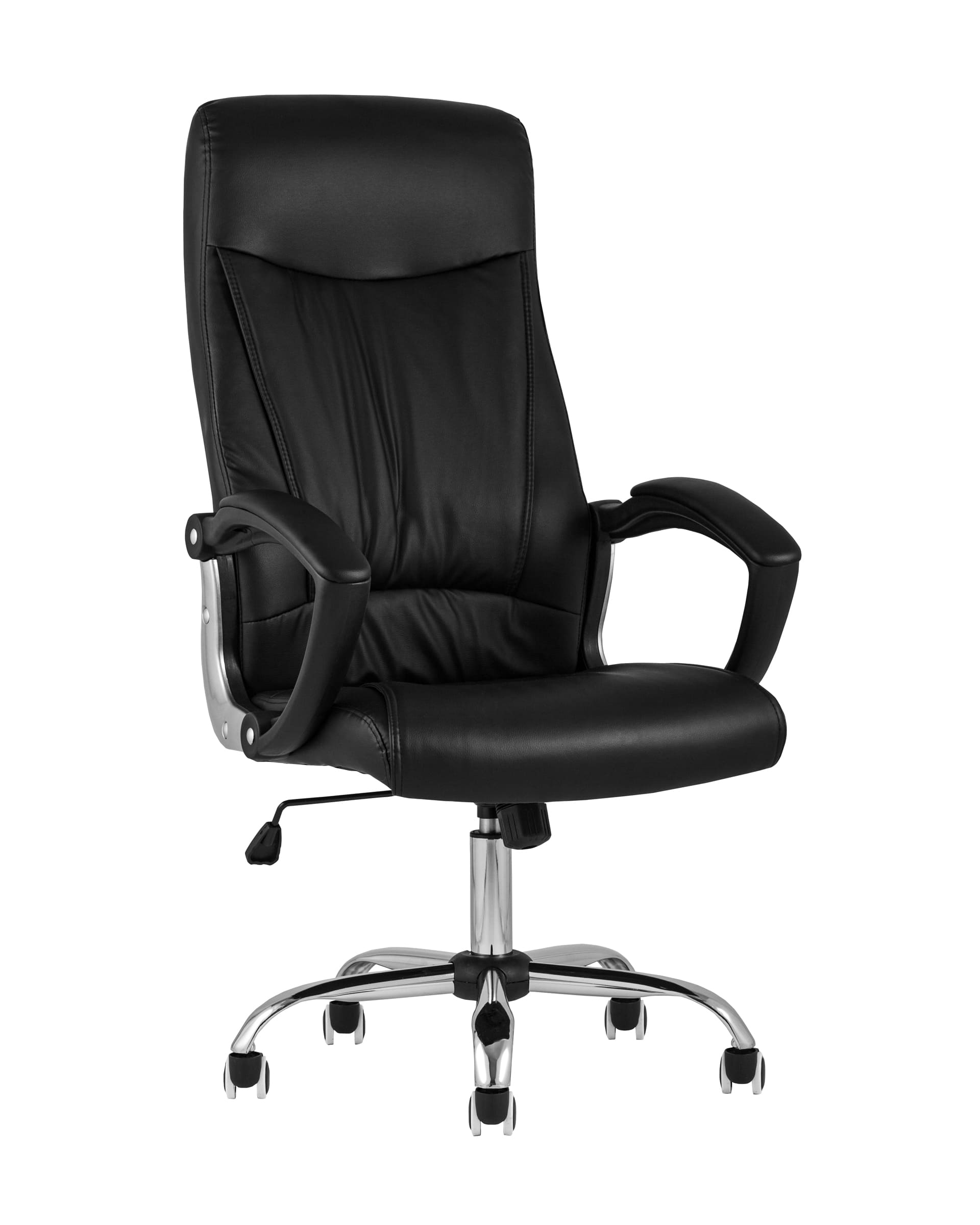 Компьютерное кресло TopChairs Tower офисное черное в обивке из экокожи, механизм качания Top Gun
