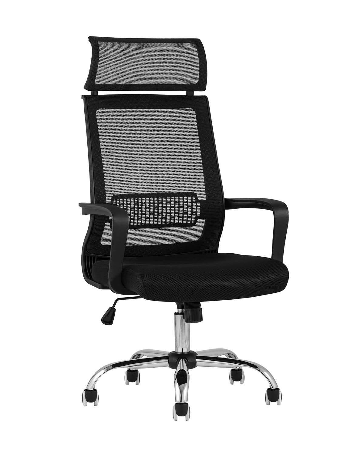 Компьютерное кресло TopChairs Style офисное черное в обивке с сеткой, регулировка по высоте и механизм качания Top G