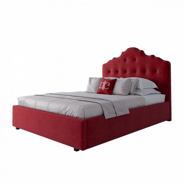 Кровать полутораспальная подростковая с мягким изголовьем 140х200 см красная Palace