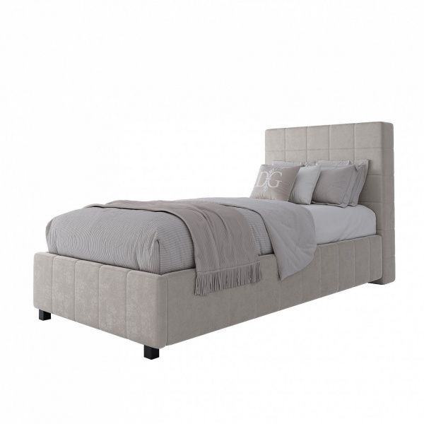 Кровать односпальная с мягким изголовьем 90х200 см молочная Shining Modern
