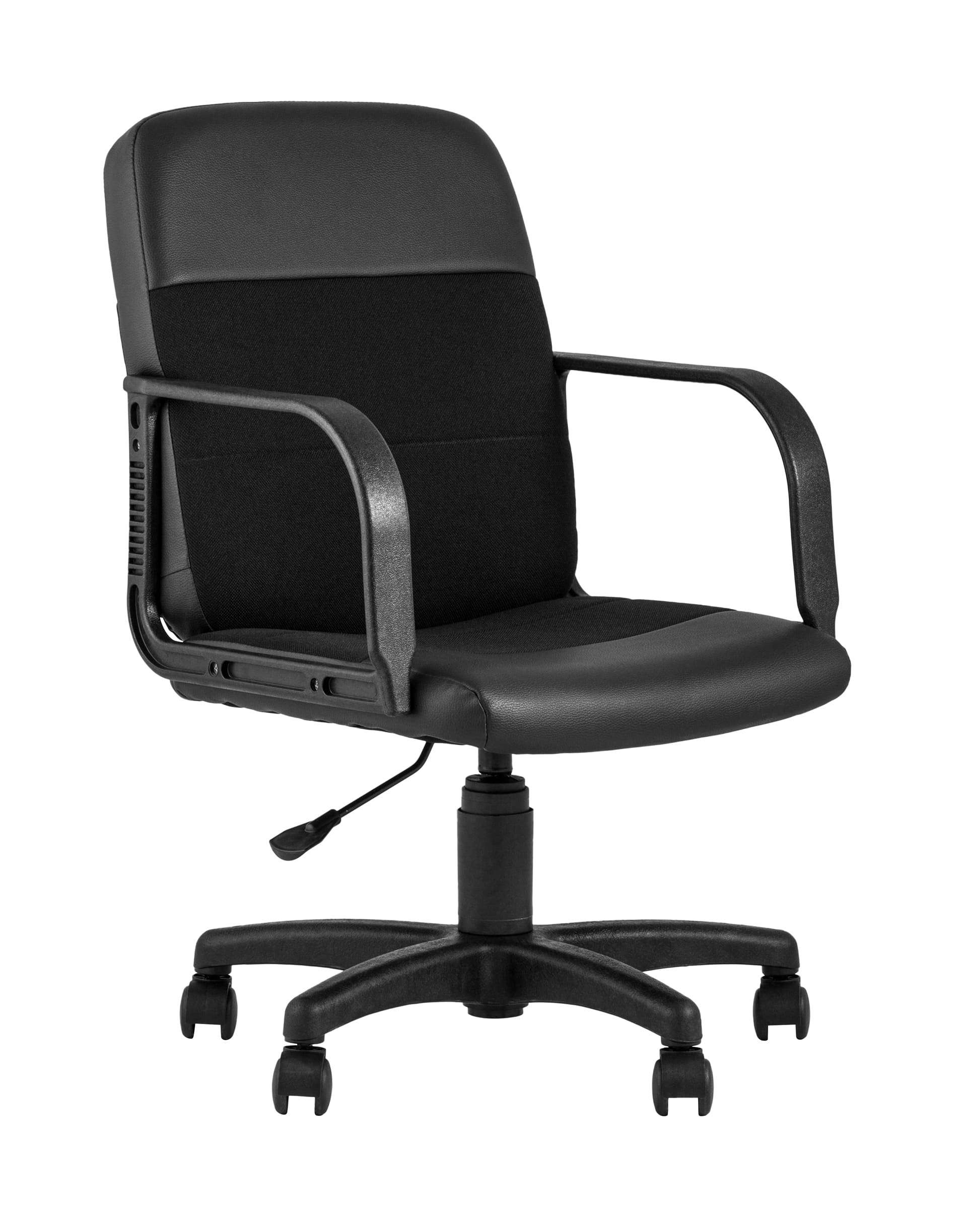 Компьютерное кресло офисное Чарли М обивка экокожа ткань черный крестовина нейлон