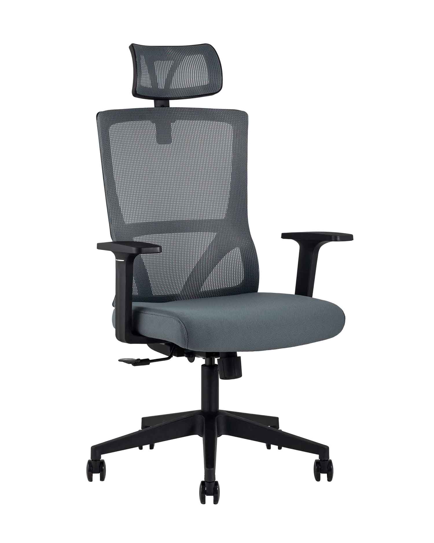 Компьютерное кресло для руководителя TopChairs Local офисное серое обивка сетка ткань крестовина пластик