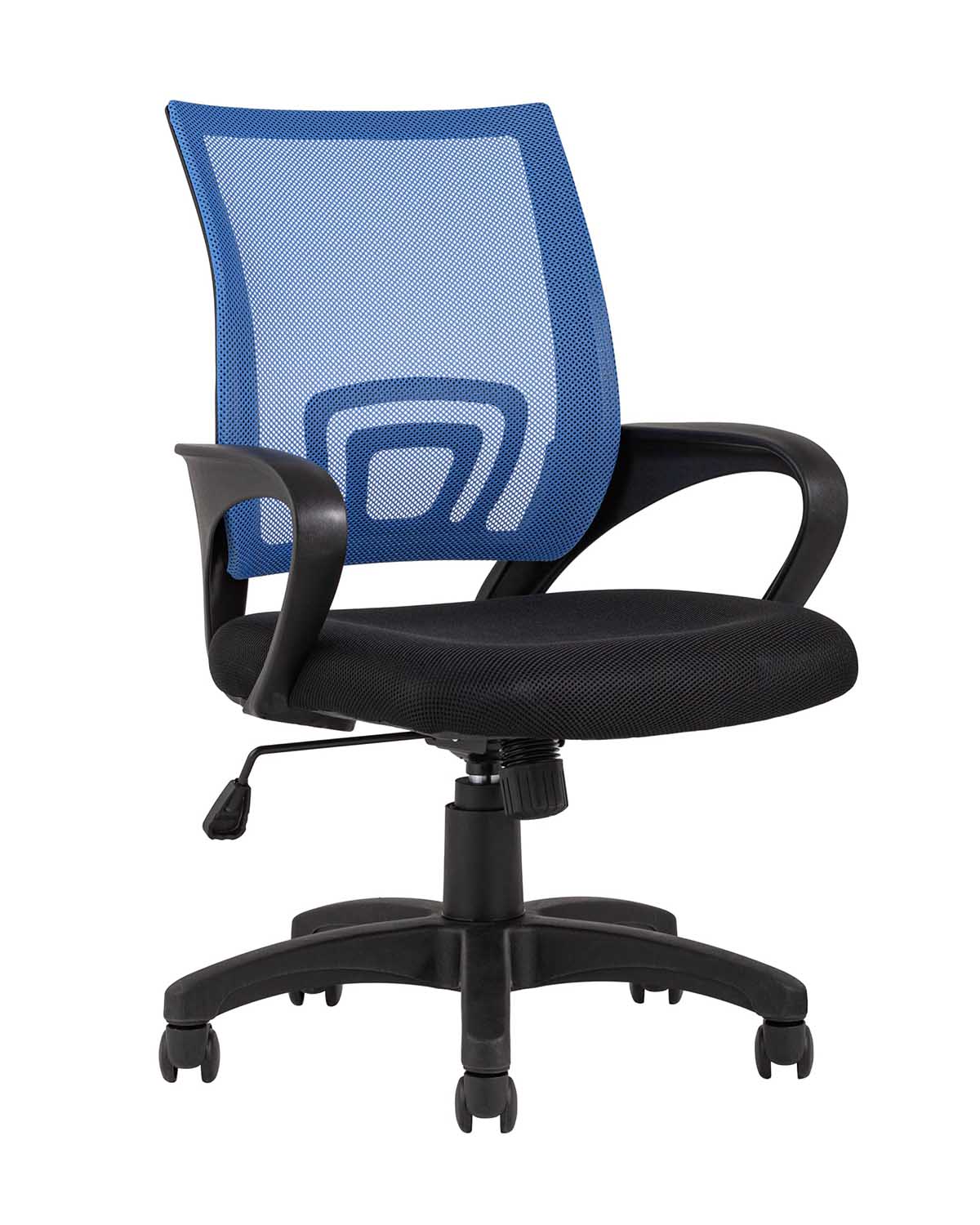 Компьютерное кресло TopChairs Simple офисное синее в обивке из текстиля с сеткой, механизм качания Top Gun