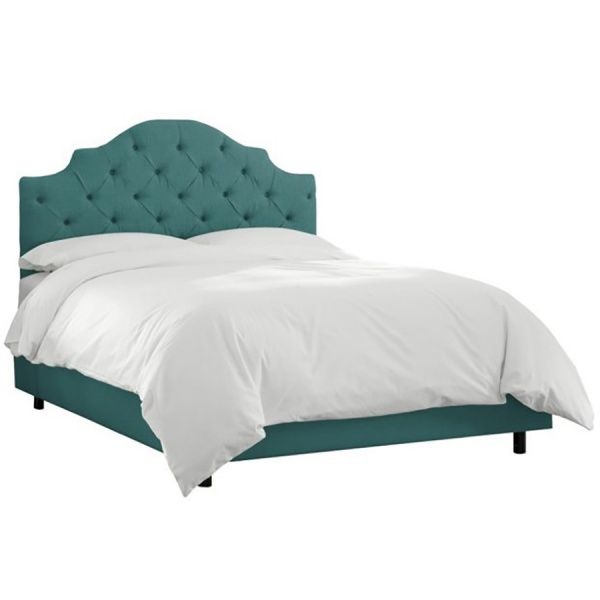 Кровать двуспальная с мягким изголовьем 180х200 см зеленая Henley Tufted Teal