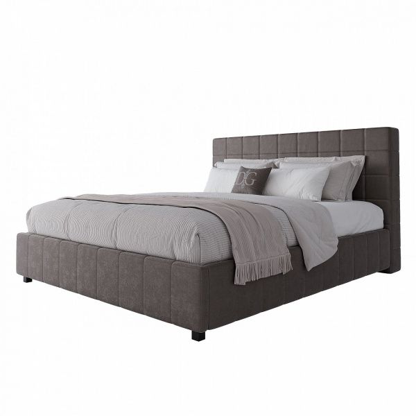 Кровать двуспальная 180х200 см серо-коричневая Shining Modern