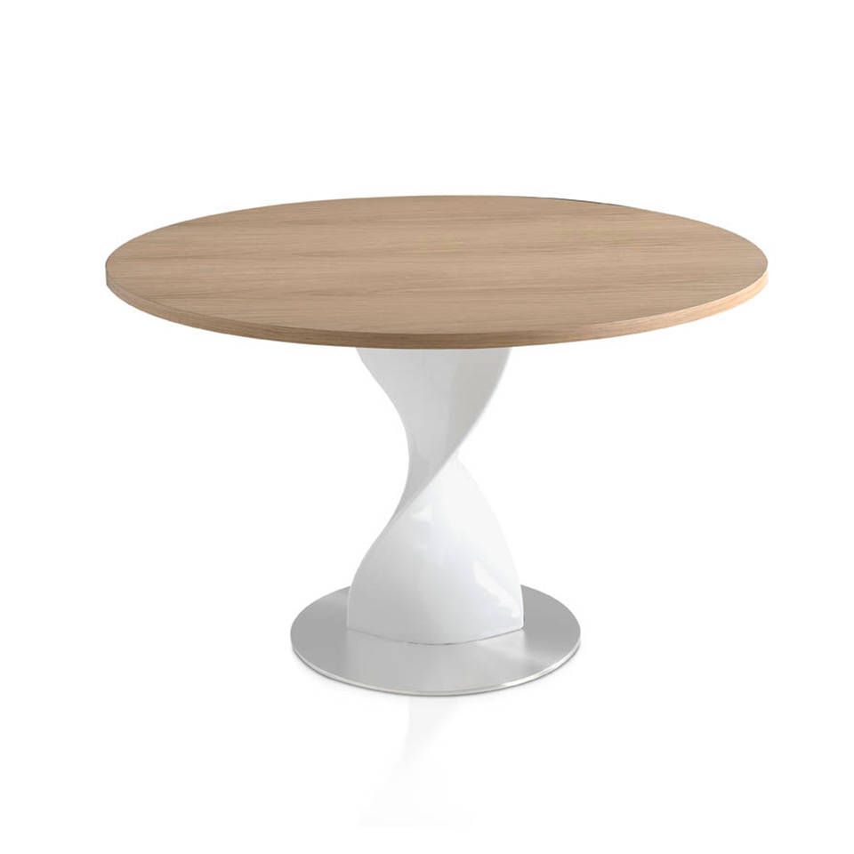 стол на одной ножке с деревянной столешницей