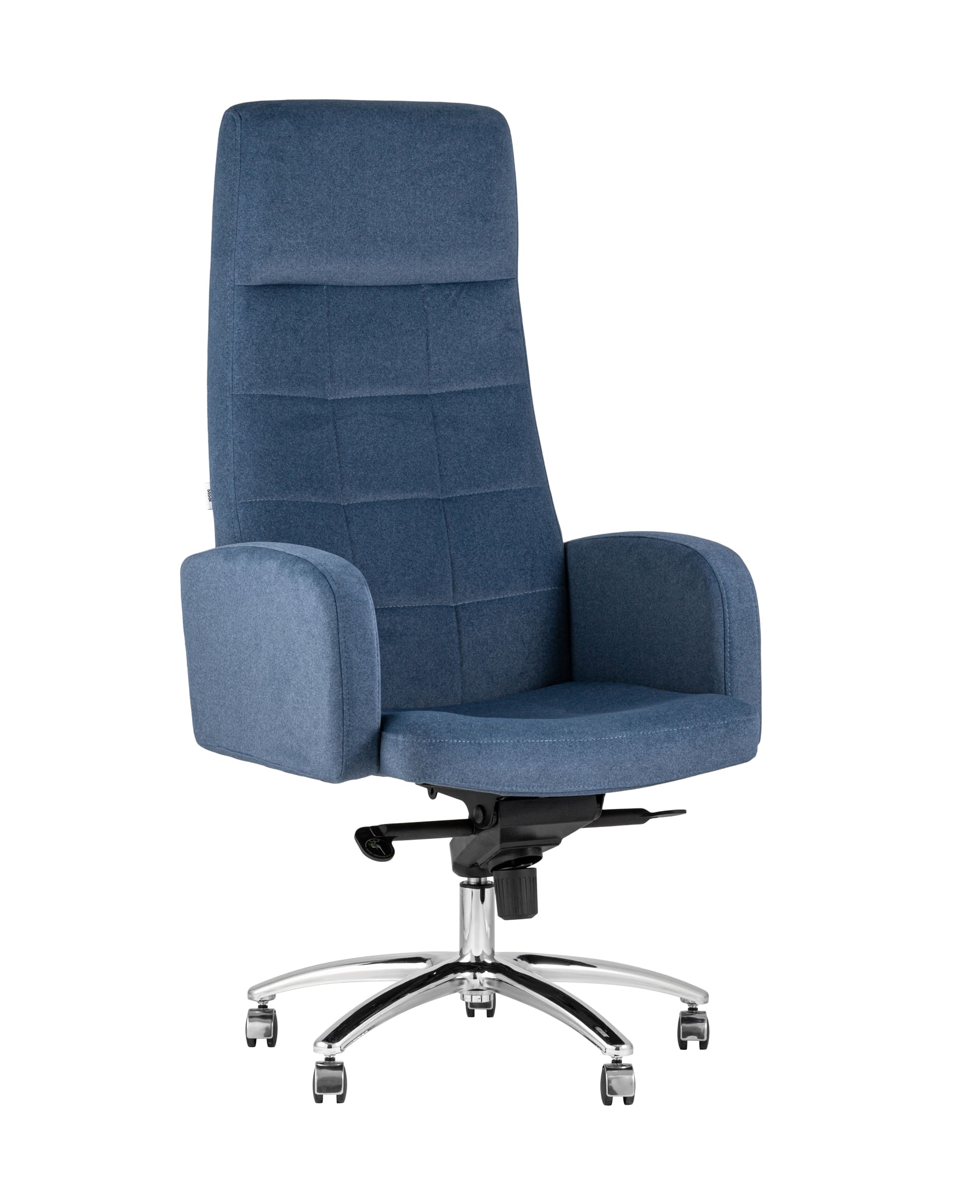 Компьютерное кресло для руководителя Лестер темно-синий обивка микровелюр крестовина металл
