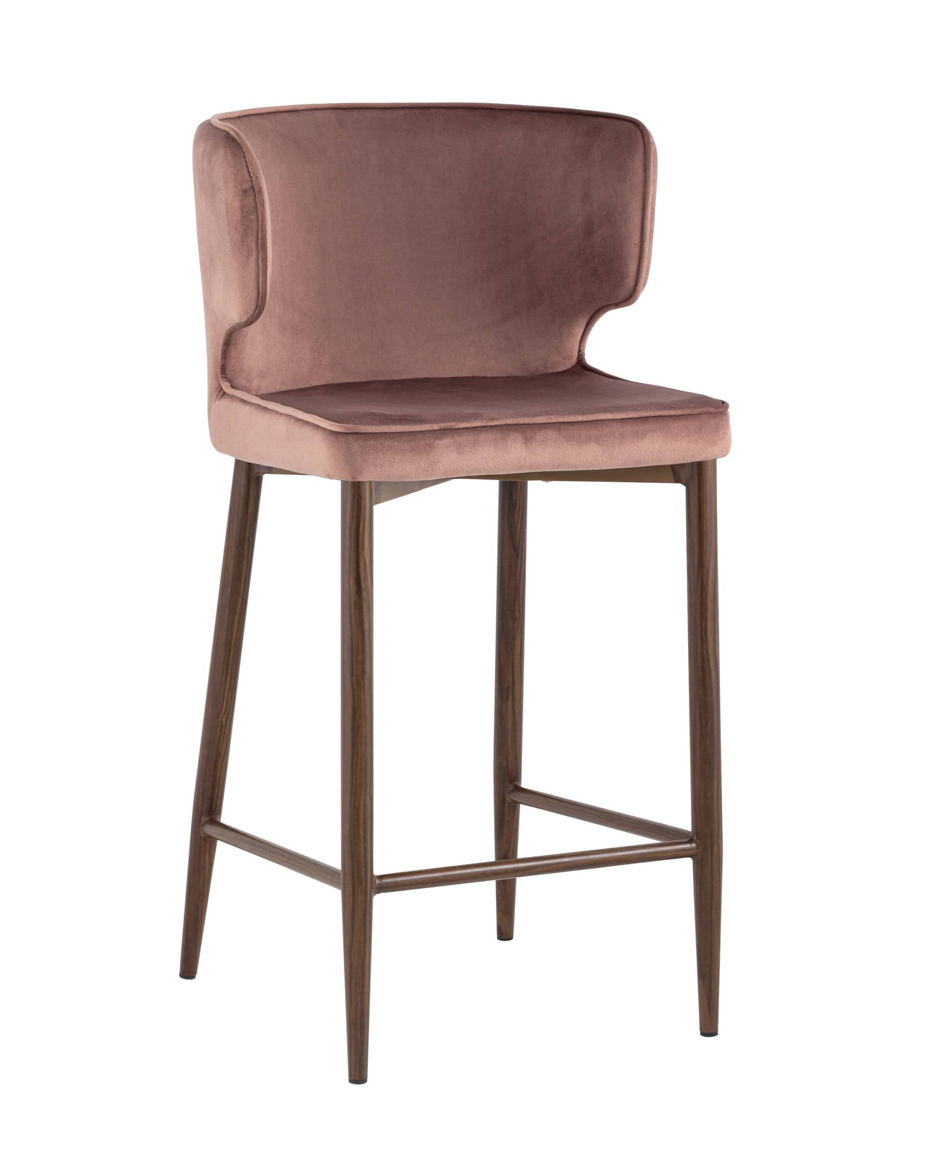 Полубарный стул Матео велюр пыльно-розовый ножки дерево
