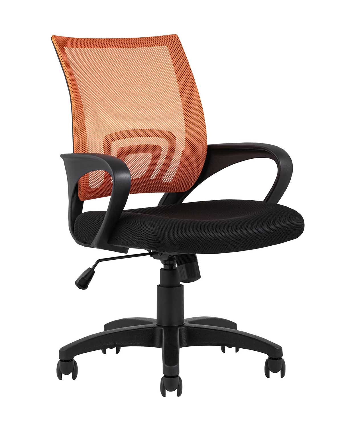 Компьютерное кресло TopChairs Simple офисное оранжевое в обивке из текстиля с сеткой, механизм качания Top Gun
